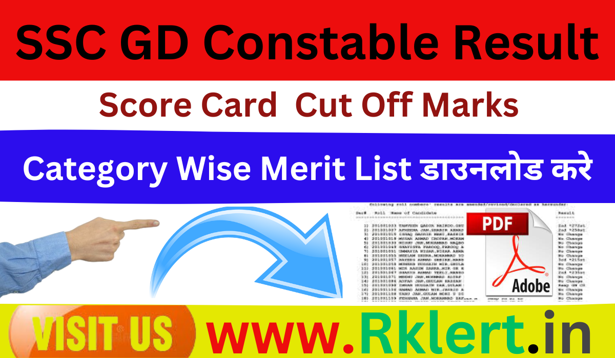 SSC GD Constable Result 2024 Name Wise चक कर Cut off Marks Region