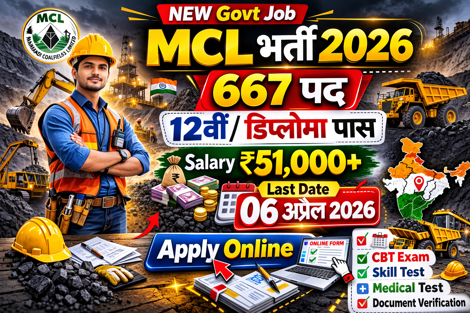 MCL Junior Overman Mining Sirdar Vacancy