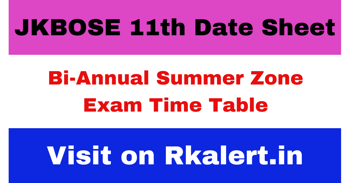 JKBOSE 11th Date Sheet 2024 PDF JK Board 11th Time Table