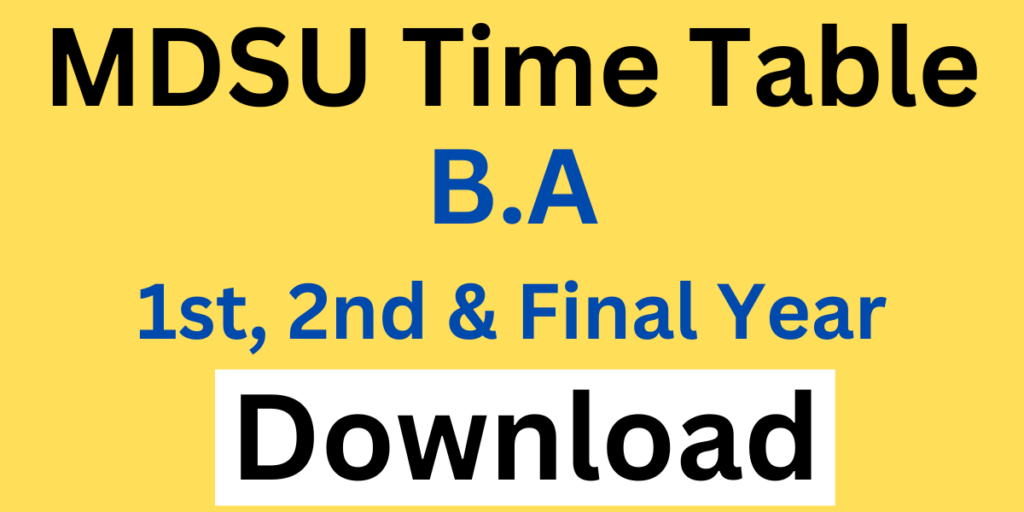 MDSU BA Time Table 2024 Download