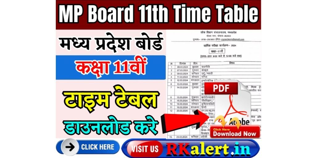 MP Board Class 11th Time Table