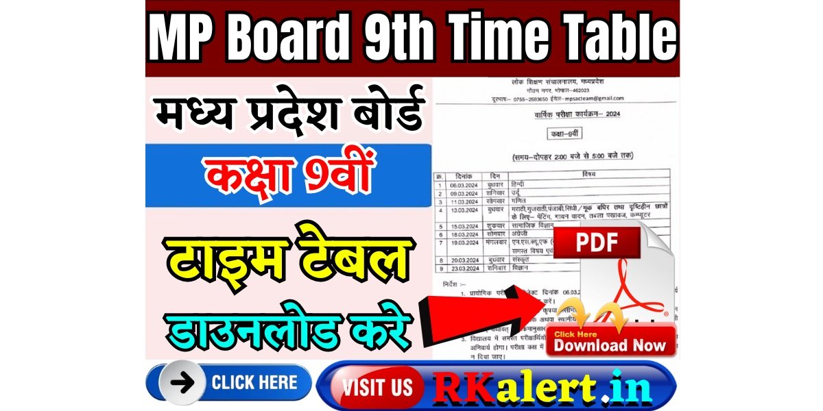 MP Board Class 9th Time Table