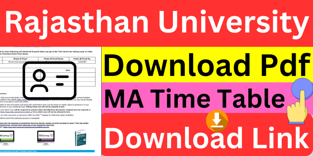 Rajasthan University MA Time Table 2024