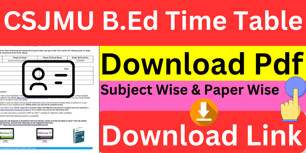 CSJMU B.Ed Time Table 2024