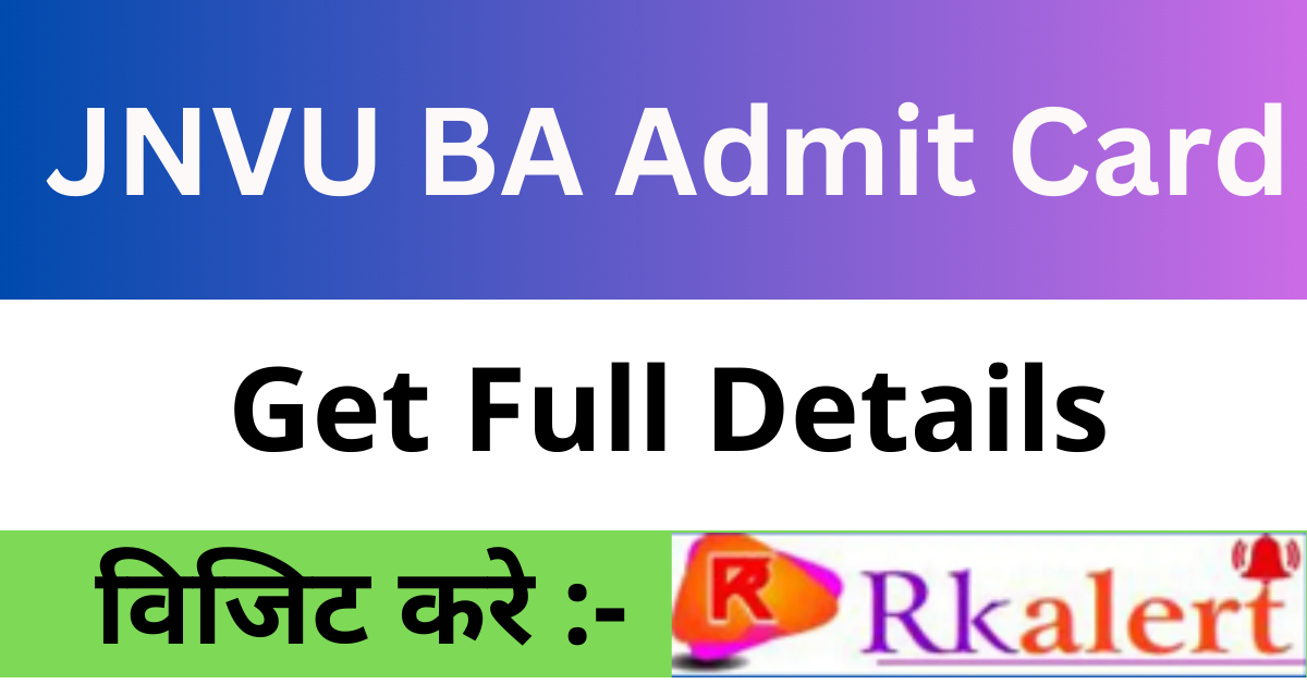 JNVU BA Admit Card 2024 BA 1st 2nd 3rd Year Exam Hall Ticket