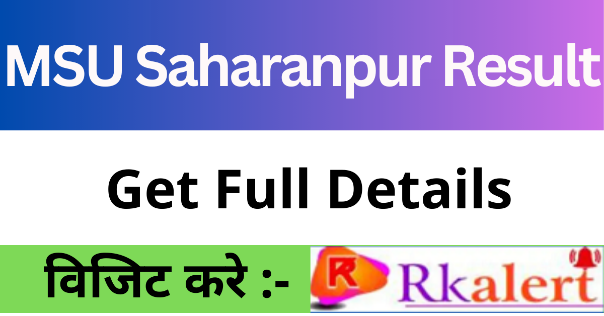 MSU Result 2024 Maa Shakumbhari University UG PG Sem Result