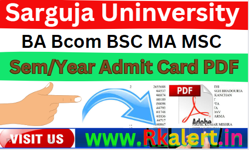 Sarguja University Admit Card 2024 UG PG Exam Hall Ticket