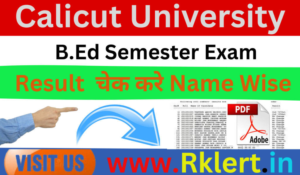 Calicut University BEd Result 