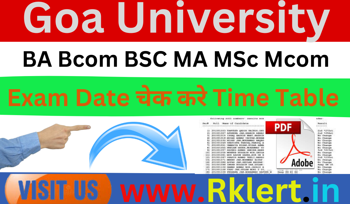 Goa University Time Table 2024-25 BA BSC MA MSc 1st 3rd 5th Sem