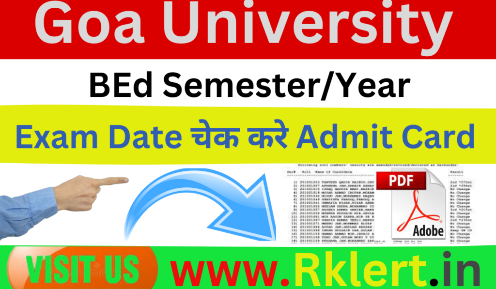 Goa University BEd Admit Card 2024 BPED Sem Exam Call Letter Download