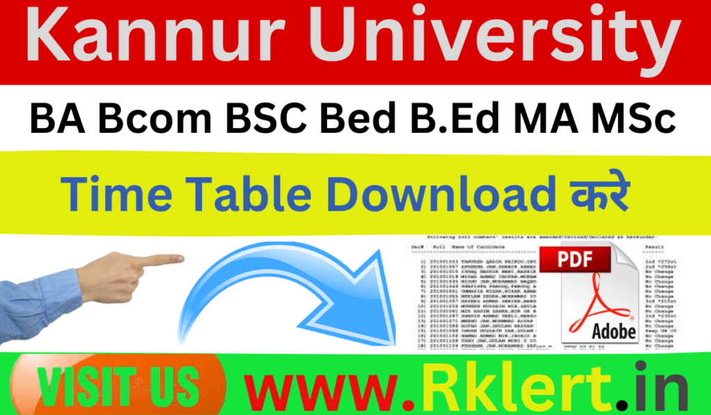 Kannur University Time Table 2024-2025