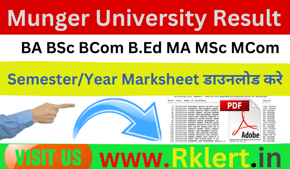 Munger University Result 2024 BA BSc Bcom MA MSc MCom 1st 2nd 3rd 4th ...