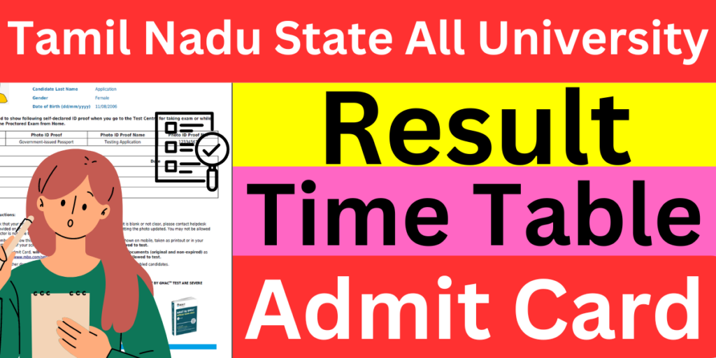 Tamil Nadu State All University Result 2024 (Link) Time Table & Admit Card