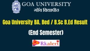 Goa University B.Ed Result