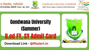 Gondwana University Bed Admit Card