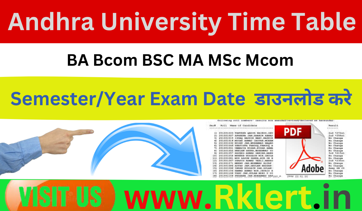 Andhra University Time Table 2024 Download AU BA Bcom BSC MA MSc Degree ...