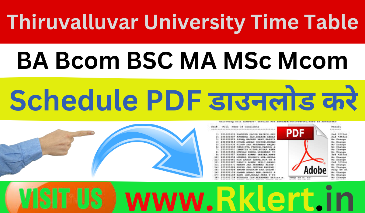 Thiruvalluvar University Time Table 2024 Download BA B.Sc B.Com MA M.Sc ...