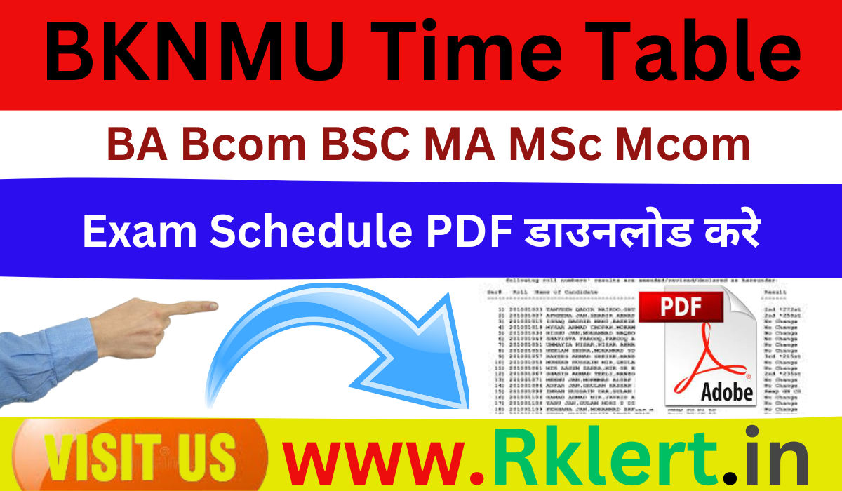 BKNMU Time Table 2024 Download BA BSc BCom Ma MSc Mcom 1 2 3 4 5 6 ...