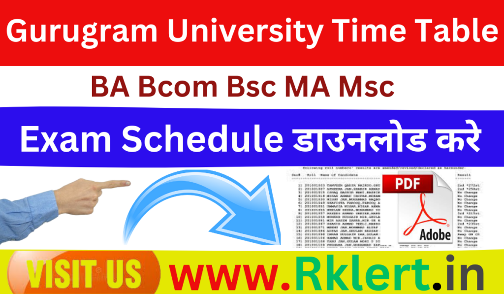 Gurugram University Time Table 2025 BA BSc BCom MA MSC MCom Exam Schedule