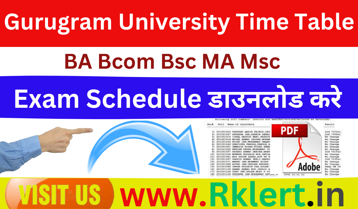 Gurugram University Time Table 2024 Download Link BA BSC MA MSc