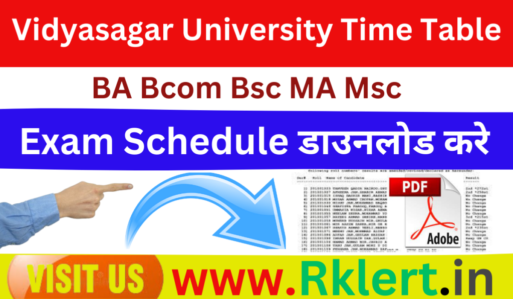 Vidyasagar University Time Table 2024-25 BA BSc BCom Exam Date Sheet pdf