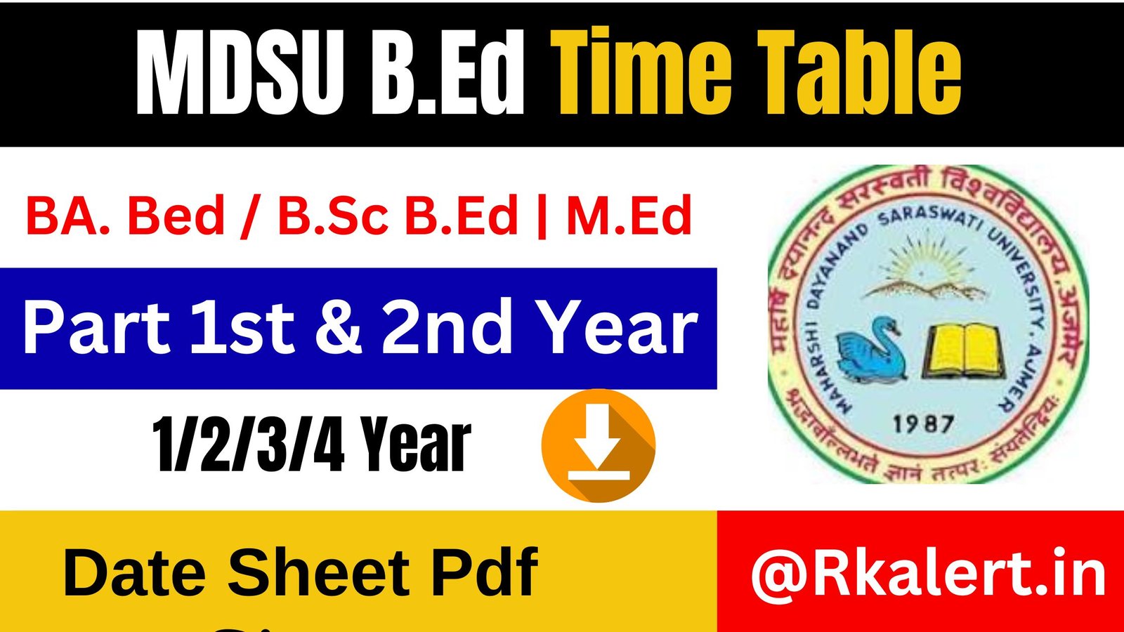 MDSU B.Ed Time Table 2024 देखें 1st 2nd Year Exam Date