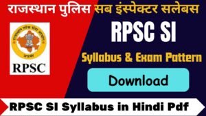 RPSC SI Syllabus