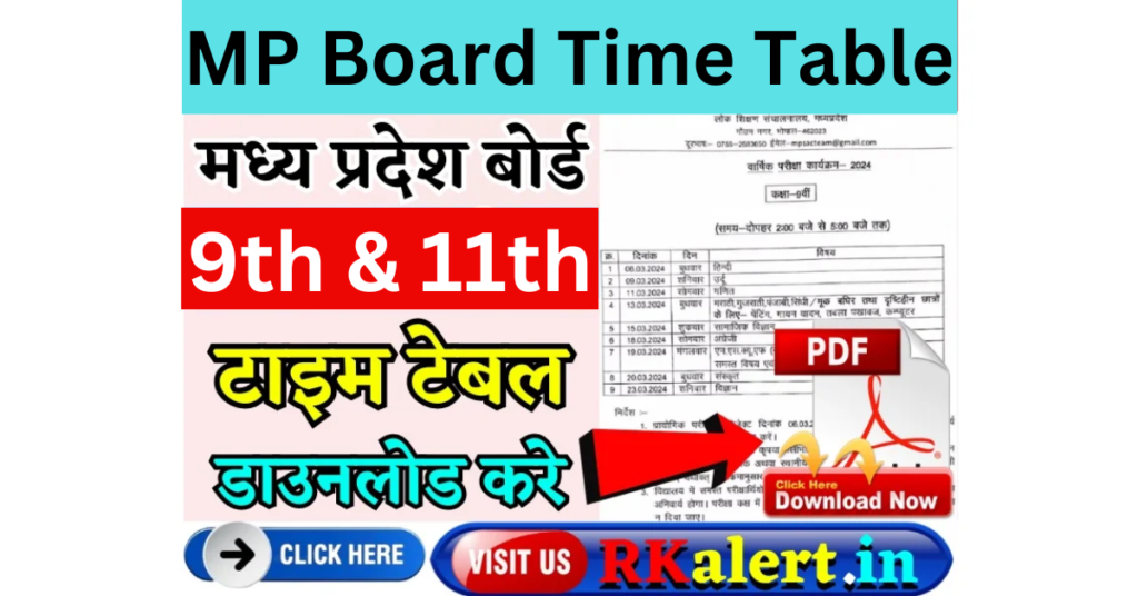 MP Board 9th 11th Time Table 2025