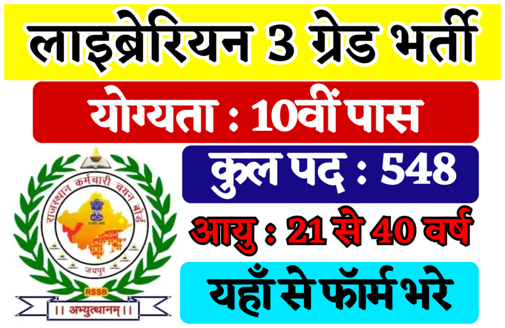 Rajasthan Librarian Grade 3rd Recruitment 2025 Apply Online