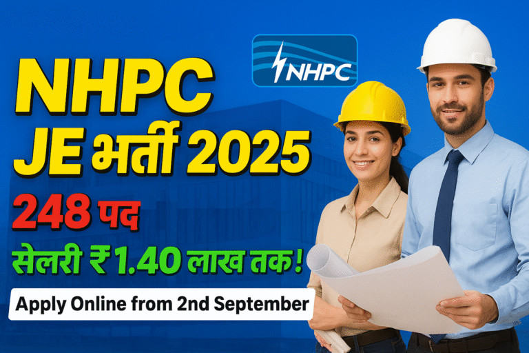 Nhpc NHPC JE भर्ती 2025 जूनियर इंजीनियर 248 पद आवेदन 2 सितंबर से शुरू सैलरी ...