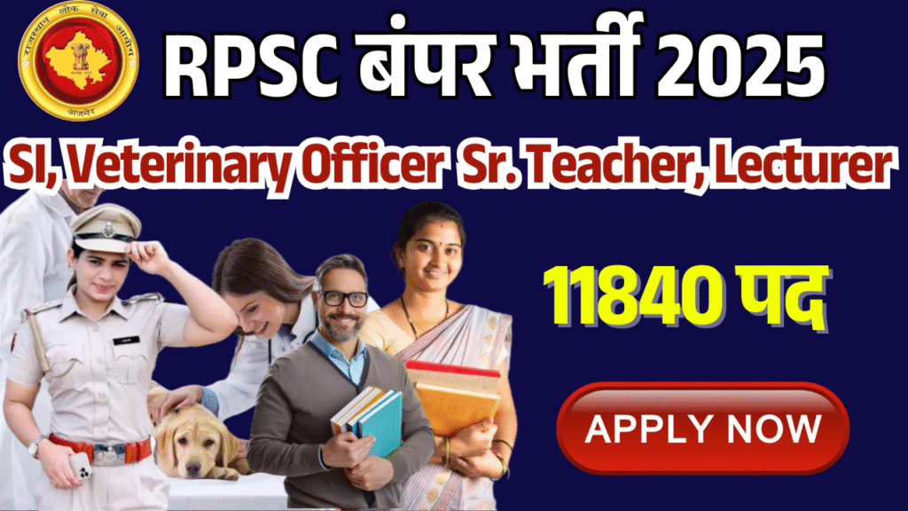RPSC SI, Veterinary Officer, 2nd Grade Teacher, Lecturer Vacancy