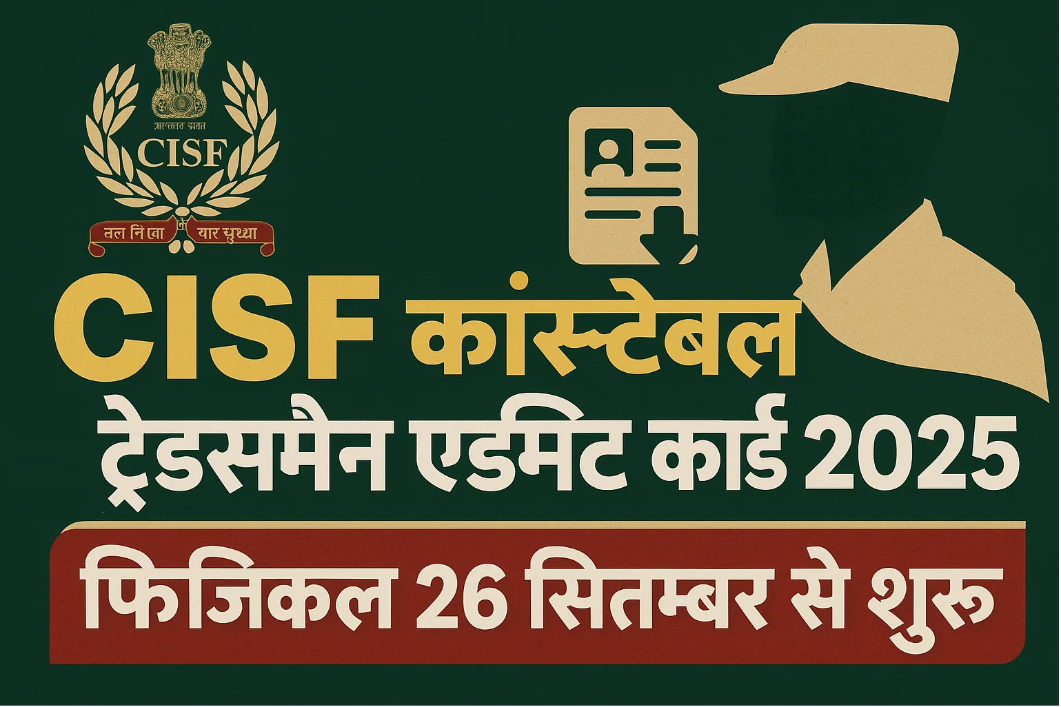 CISF Constable Tradesman Admit Card 2025