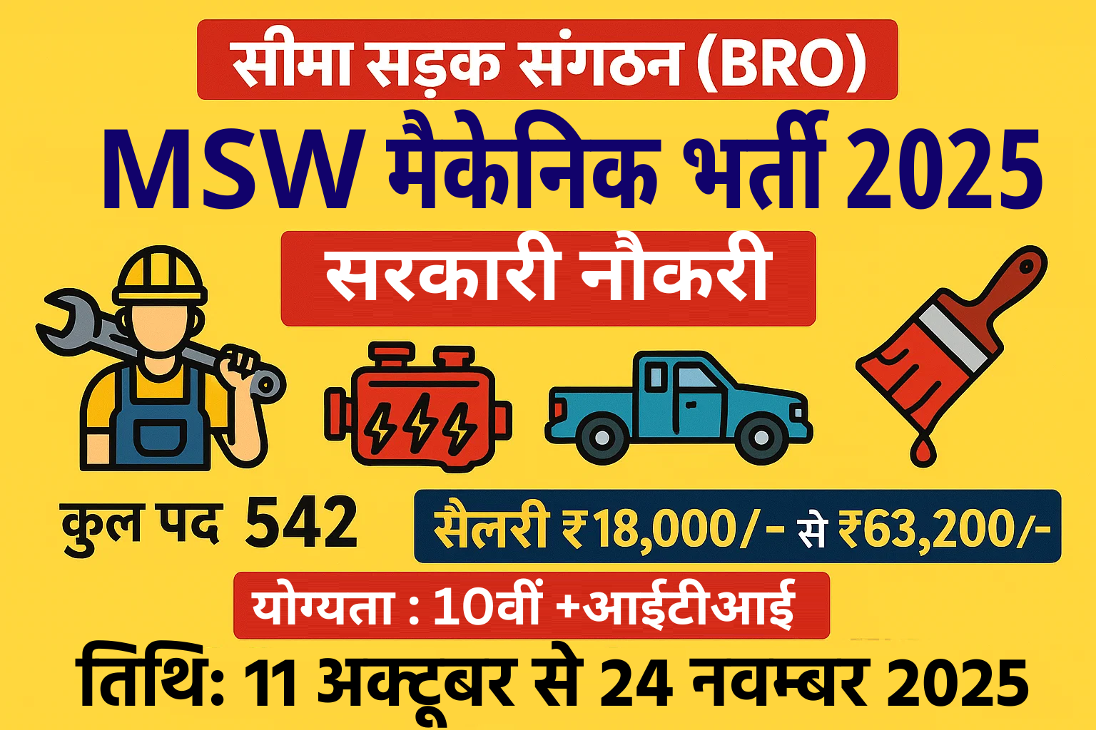 BRO MSW Mechanic Recruitment 2025