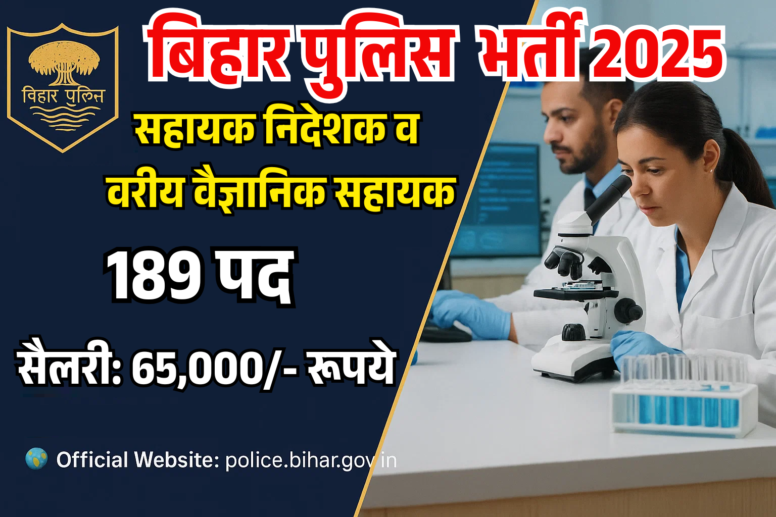 Bihar Police Senior Scientific Assistant Recruitment 2025