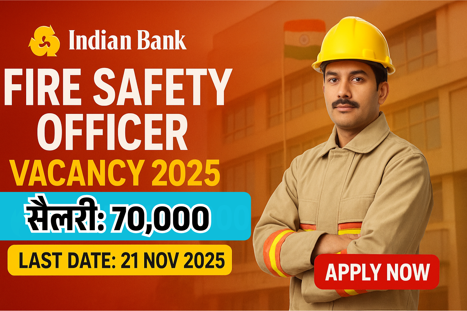 इंडियन बैंक फायर सेफ्टी ऑफिसर भर्ती 2025