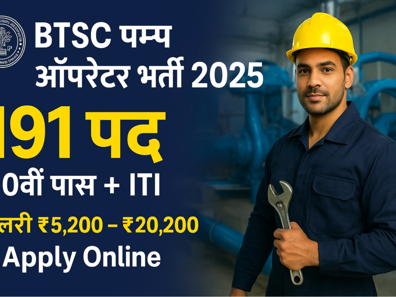 BTSC Pump Operator Vacancy 2025