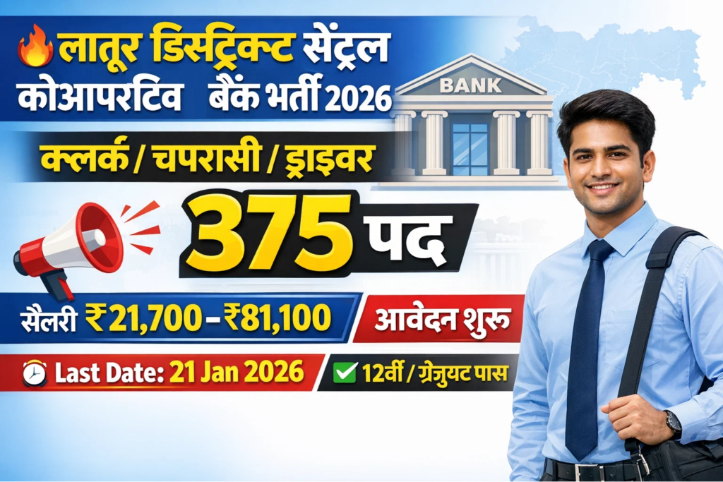Latur District Central Cooperative Bank Clerk Peon Driver Vacancy 2026