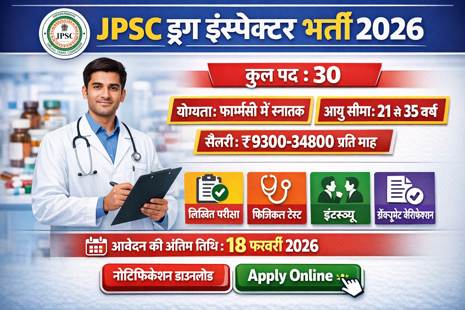 JPSC Drug Inspector Vacancy 2026