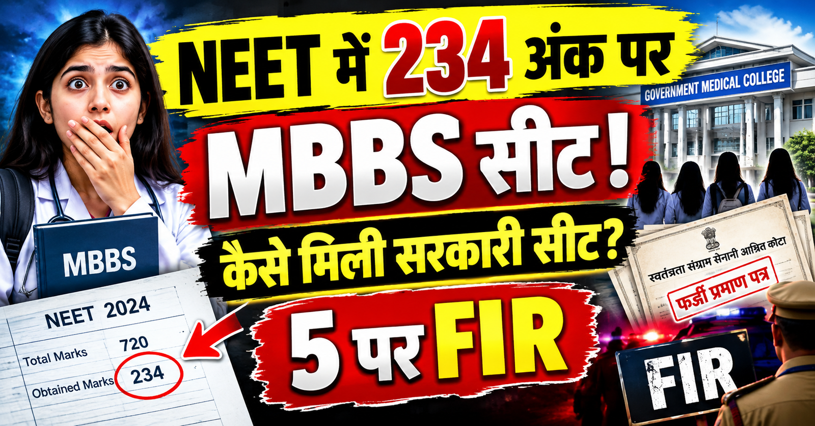 NEET me sirf 234 ank par sarkari MBBS seat farjiwade ka bada khulasa 4 chhatraon samet 5 par case