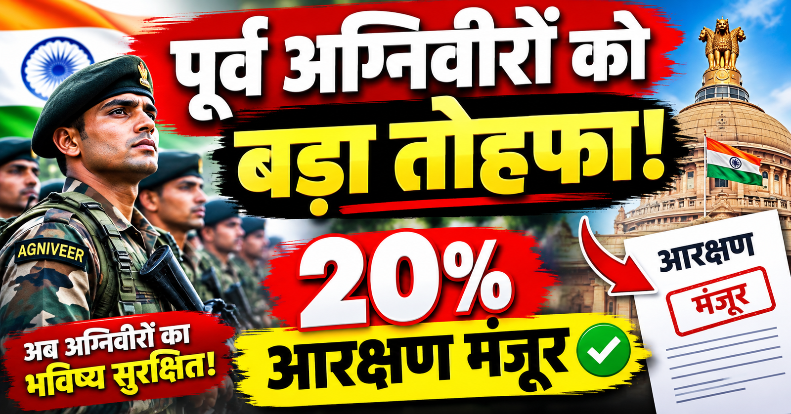 up me purva agniveeron ke liye bada faisla 2 sarkari bhartiyon mein milega 20% aarakshan