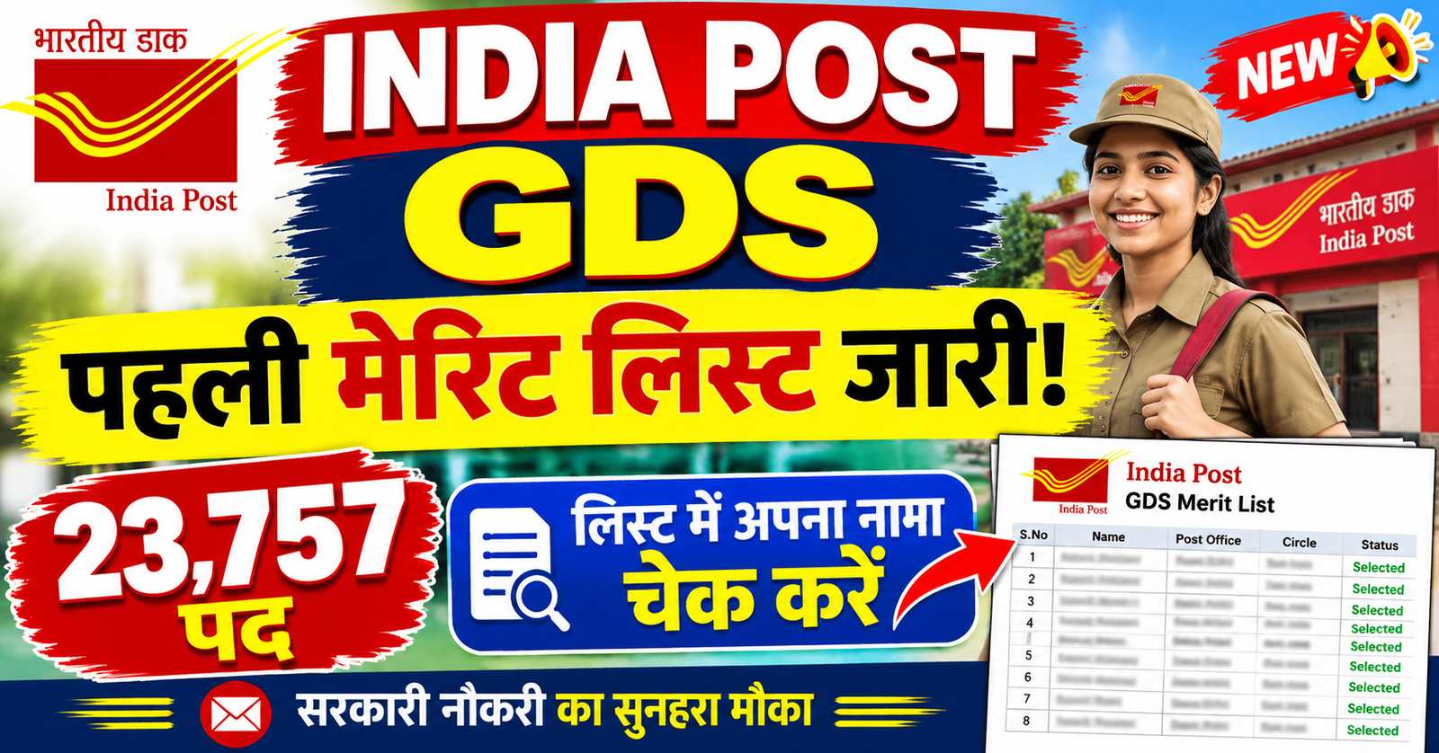 India Post GDS 1st Merit List 2026